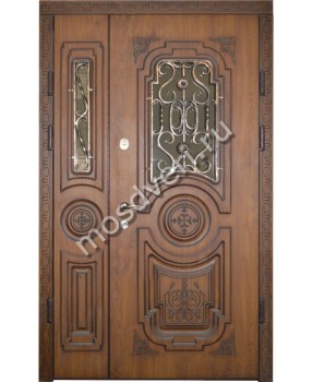 Двустворчатая дверь для коттежда со стеклом SM-40 - купить от производителя Мосдвери Двустворчатая дверь для коттежда со стеклом SM-40